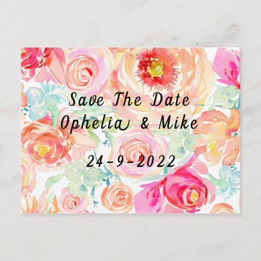Invitation Carte Postale Flora ; Couleurs Boho Happy (Devant)