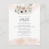 Invitation Carte Postale Floral Boho Pampas Grass Moderne Baby shower fille (Devant)