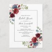 Invitation Carte Postale Floral Burgundy Script Eucalyptus Fête des mariées (Devant)