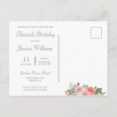 Invitation Carte Postale Floral féminin & Diamant 30e anniversaire (Dos)