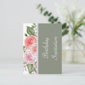 Invitation Carte Postale Floral féminin & Diamant 30e anniversaire (Debout devant)