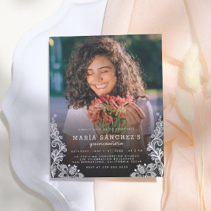 Invitation Carte Postale Floral Lace Quinceañera Anniversaire