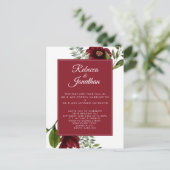 Invitation Carte Postale Floral Mariage rouge Bourgogne (Debout devant)
