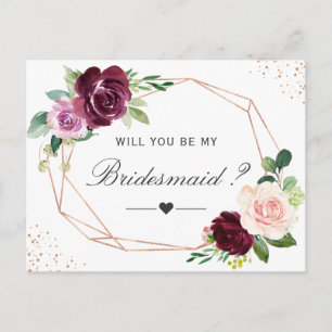 Invitation Carte Postale Floral pourpre moderne Soyez ma proposition de ser