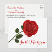 Invitation Carte Postale Floral Rose rouge - Fête de mariage (Devant / Derrière)