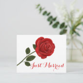 Invitation Carte Postale Floral Rose rouge - Fête de mariage (Debout devant)