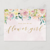 Invitation Carte Postale Floral Rose Vierge Serez-Vous Ma Fille Fleur (Devant)