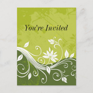 Invitation Carte Postale floral vert - Vous êtes invité - personnalisable