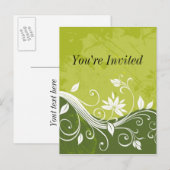 Invitation Carte Postale floral vert - Vous êtes invité - personnalisable (Devant / Derrière)