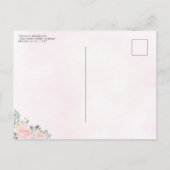 Invitation Carte Postale Florale rose pâle princesse Tiara Quinceañera (Dos)