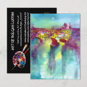 Invitation Carte Postale FLORENCE PONTE VECCHIO Par Aquarelle DE NUIT (Devant / Derrière)