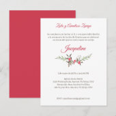 Invitation Carte Postale Flores y Ramas Rojas para Quinceañera (Devant / Derrière)