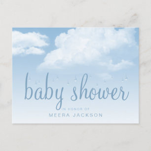 Invitation Carte Postale Fluffy Clouds Baby shower Raindrops