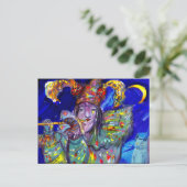 Invitation Carte Postale FLUTISTE EN BLEU Carnaval Mascarade (Debout devant)