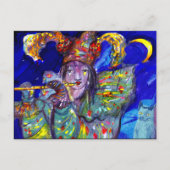 Invitation Carte Postale FLUTISTE EN BLEU Carnival Masquerade (Devant)