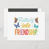 Invitation Carte Postale Flutter pour l'amitié (Devant / Derrière)