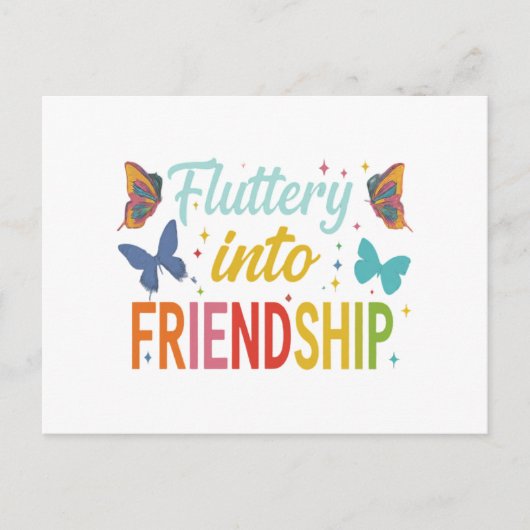 Invitation Carte Postale Flutter pour l'amitié (Devant)