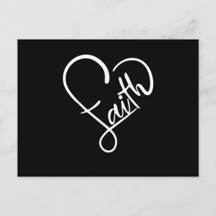 Invitation Carte Postale Foi Typo Forme de Coeur Dévot Chrétien Jésus Dieu