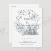 Invitation Carte Postale Foliage D'Hiver Noms Mariage Enregistrer La Date (Devant / Derrière)