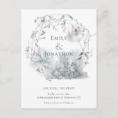 Invitation Carte Postale Foliage D'Hiver Noms Mariage Enregistrer La Date (Devant)