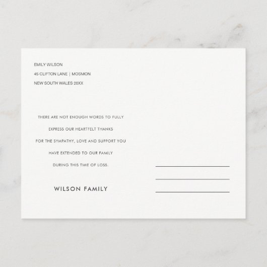 INVITATION CARTE POSTALE FOLIAGE ROSE VERT FONCÉ VERT FONCÉ VERS FOND MERCI (Dos)