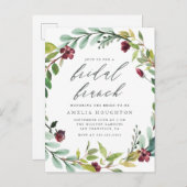 Invitation Carte Postale Folithe luxuriante couronne manuscrite Brunch nupt (Devant / Derrière)