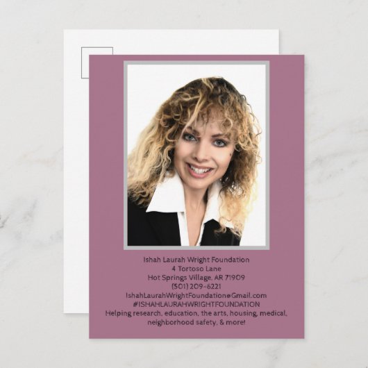 Invitation Carte Postale Fondation Ishah Laurah Wright (Devant / Derrière)