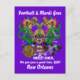 Invitation Carte Postale Football Mardi Gras Dragon King notes de vue S'il