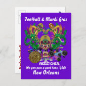 Invitation Carte Postale Football Mardi Gras Dragon King notes de vue S'il  (Devant / Derrière)