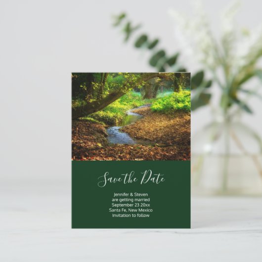 Invitation Carte Postale Forest Creek Belle nature Photo Enregistrer la dat (Debout devant)