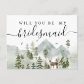 Invitation Carte Postale Forêt Aquarelle | Arbres et Cerfs  (Devant)