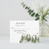 Invitation Carte Postale Forêt Verte Moderne D'hiver Aquarelle Avec Neige (Debout devant)