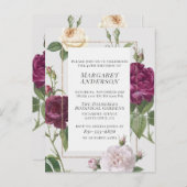 Invitation Carte Postale Formal Gold Frontière Peint Roses fête d'anniversa (Devant / Derrière)