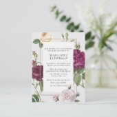 Invitation Carte Postale Formal Gold Frontière Peint Roses fête d'anniversa (Debout devant)