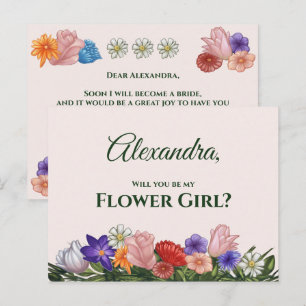 Invitation Carte Postale Fowers Peinture Vous Serez Ma Fille Fleur