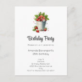 Invitation Carte Postale Fraises dans un seau Anniversaire (Devant)