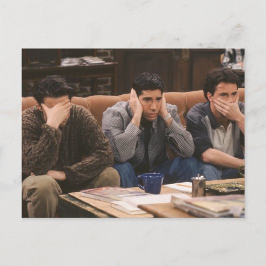 Invitation Carte Postale FRIENDS™| Joey, Ross et Chandler sur le canapé (Devant)