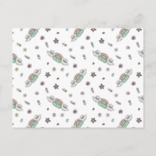 Invitation Carte Postale FRIENDS™| Motif Central Perk Coffee Watercolor (Devant)