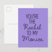 Invitation Carte Postale FRIENDS™| Tu es le Rachel à ma Monica (Devant / Derrière)