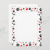 Invitation Carte Postale Frontière Des Empreintes de pattes De Chiens Rando (Devant / Derrière)