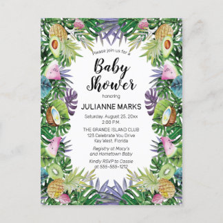 Invitation Carte Postale Fruit tropical | Baby shower d'été verdoyant