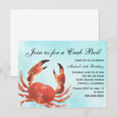 Invitation Carte Postale Fruits de mer Crabe bouil été fête d'anniversaire (Devant / Derrière)