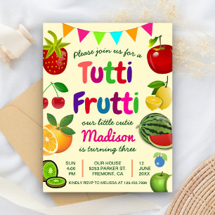Invitation Carte Postale Frutti Tutti Cute été fête d'anniversaire
