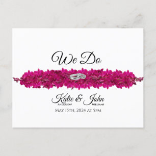 Invitation Carte Postale Fuchsia Orchidées sur mariage blanc RSVP-