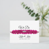 Invitation Carte Postale Fuchsia Orchidées sur mariage blanc RSVP- (Debout devant)