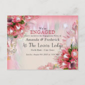 Invitation Carte Postale Fuchsia Protea - Blush & Gold Ribben Fiançailles (Devant)