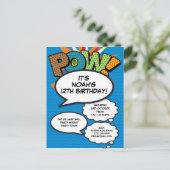 Invitation Carte Postale Fun Blue Anniversaire Fête N'importe quel âge Comé (Debout devant)