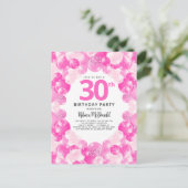 Invitation Carte Postale Fun Pink Balloons Faux Parties scintillant 30e ann (Debout devant)