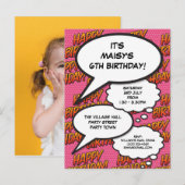 Invitation Carte Postale Fun Rose Anniversaire Party Modern Comic Photo (Devant / Derrière)