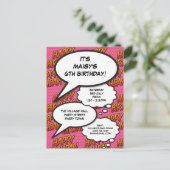 Invitation Carte Postale Fun Rose Anniversaire Party Modern Comic Photo (Debout devant)